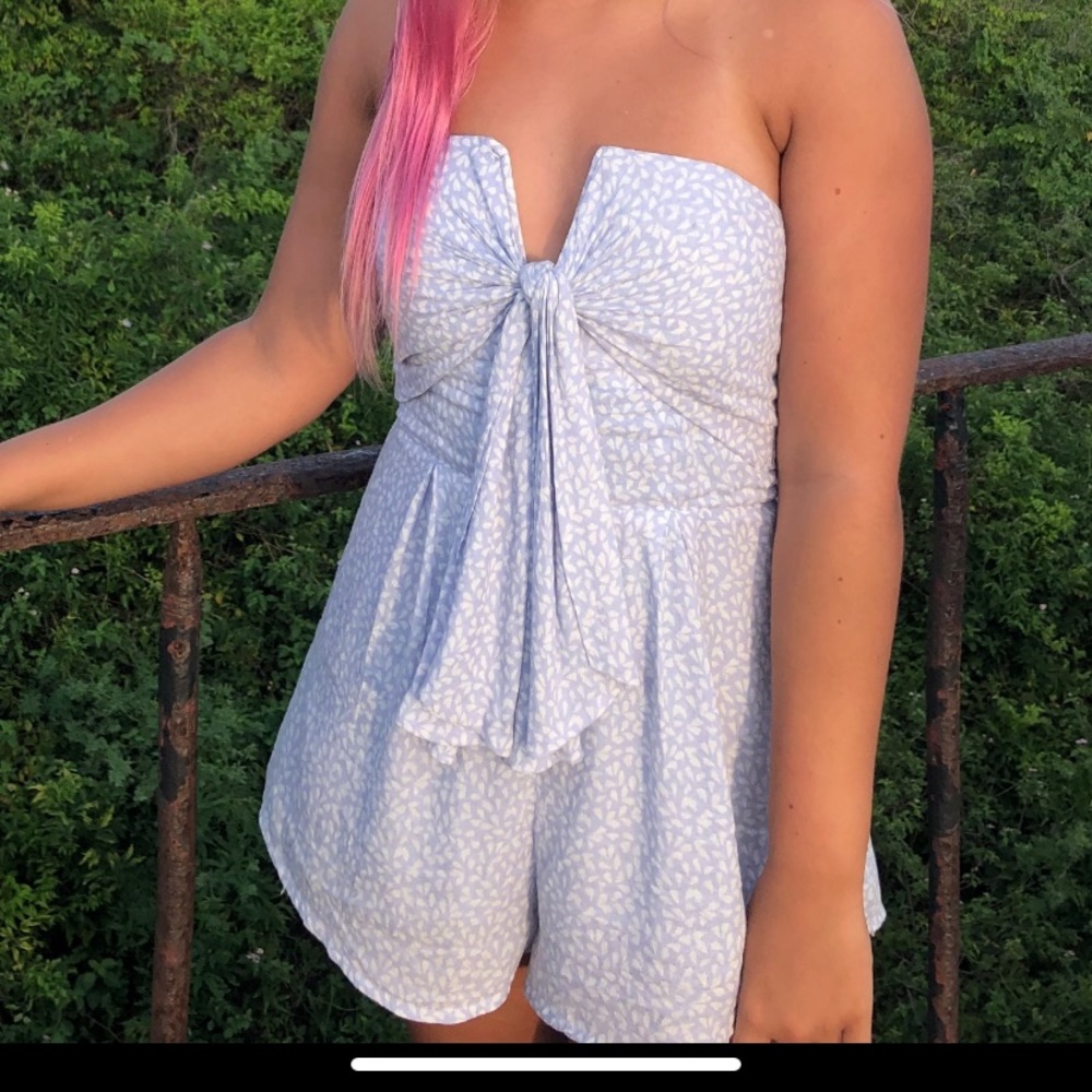 Blue Strapless Romper